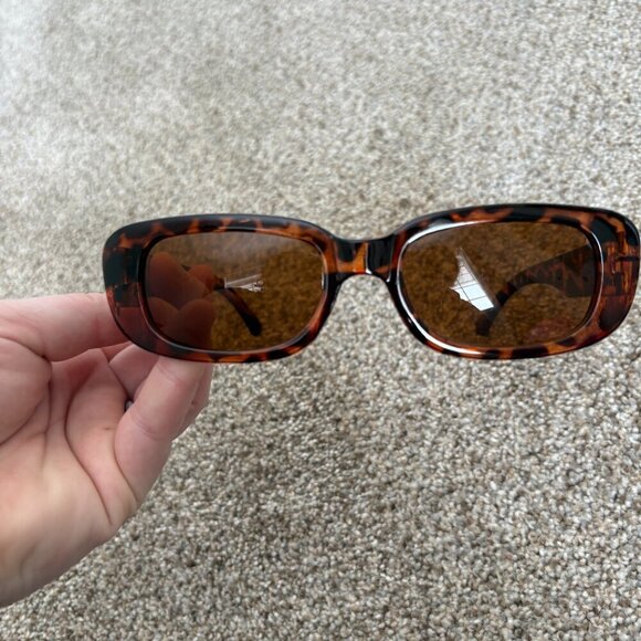 Animal Print Plastic Y2K Square Sunglasses Brown - Picture 7 of 9
